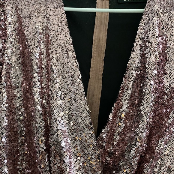 Pink glittery fitted dress size Large 10-12 - Picture 2 of 3